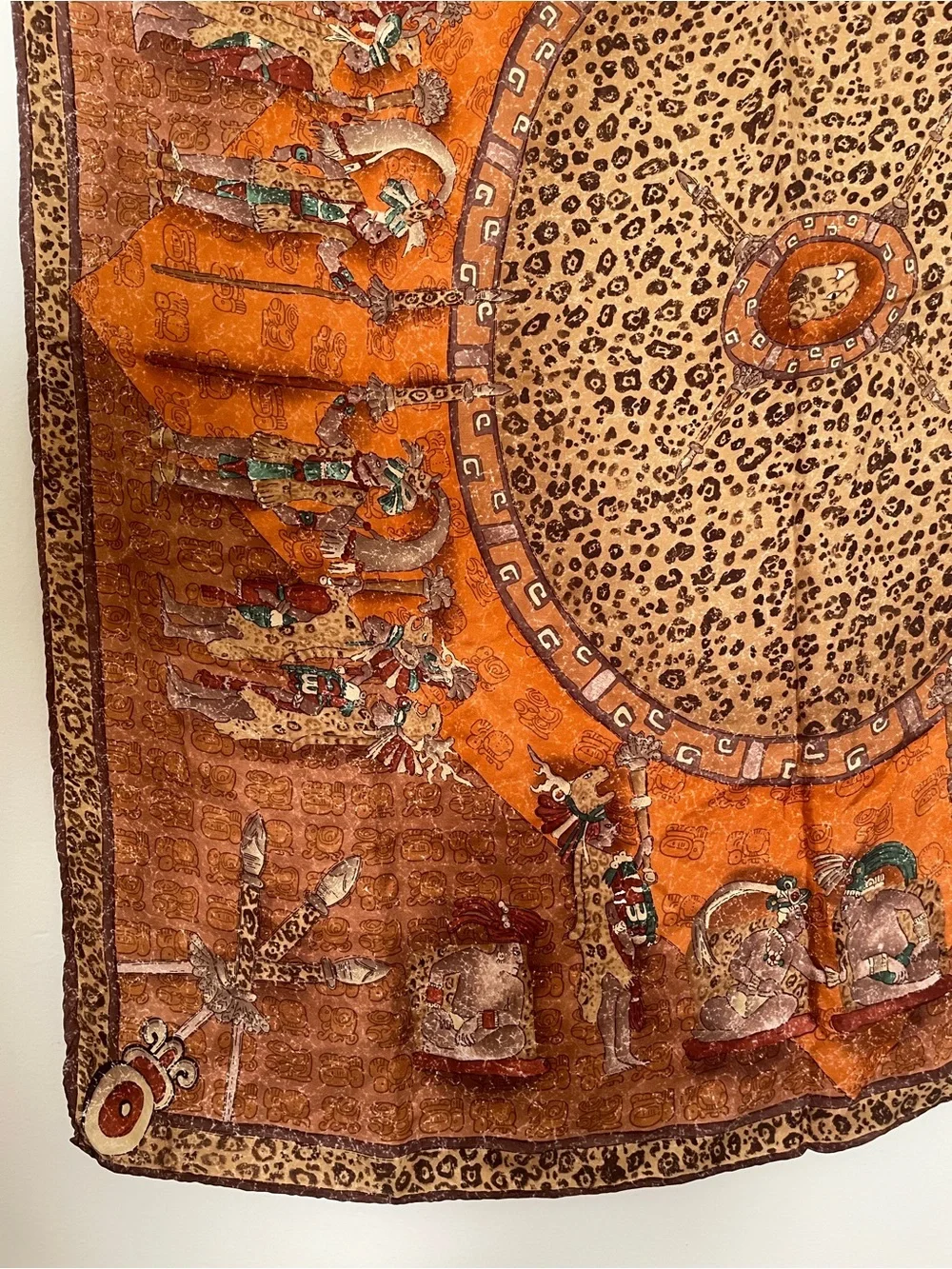 Pineda Covalin leopard designer square silk scarf Egyptian patterned Mayan tribe